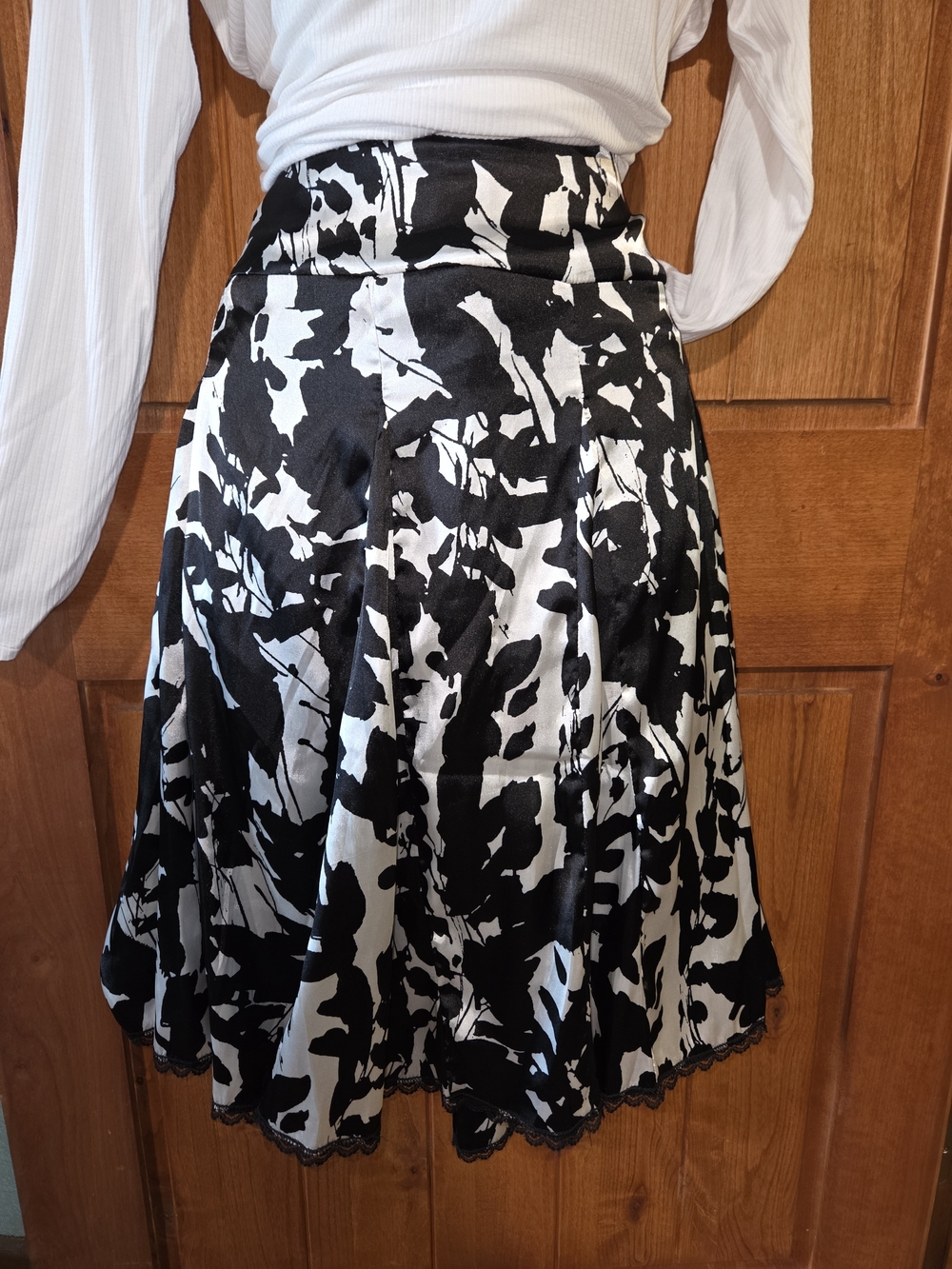 Apostrophe Black and White Abstract A-Line Skirt